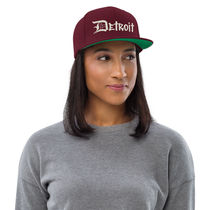 'Detroit' Vintage Snapback (OED Tag Font) | Ivory White