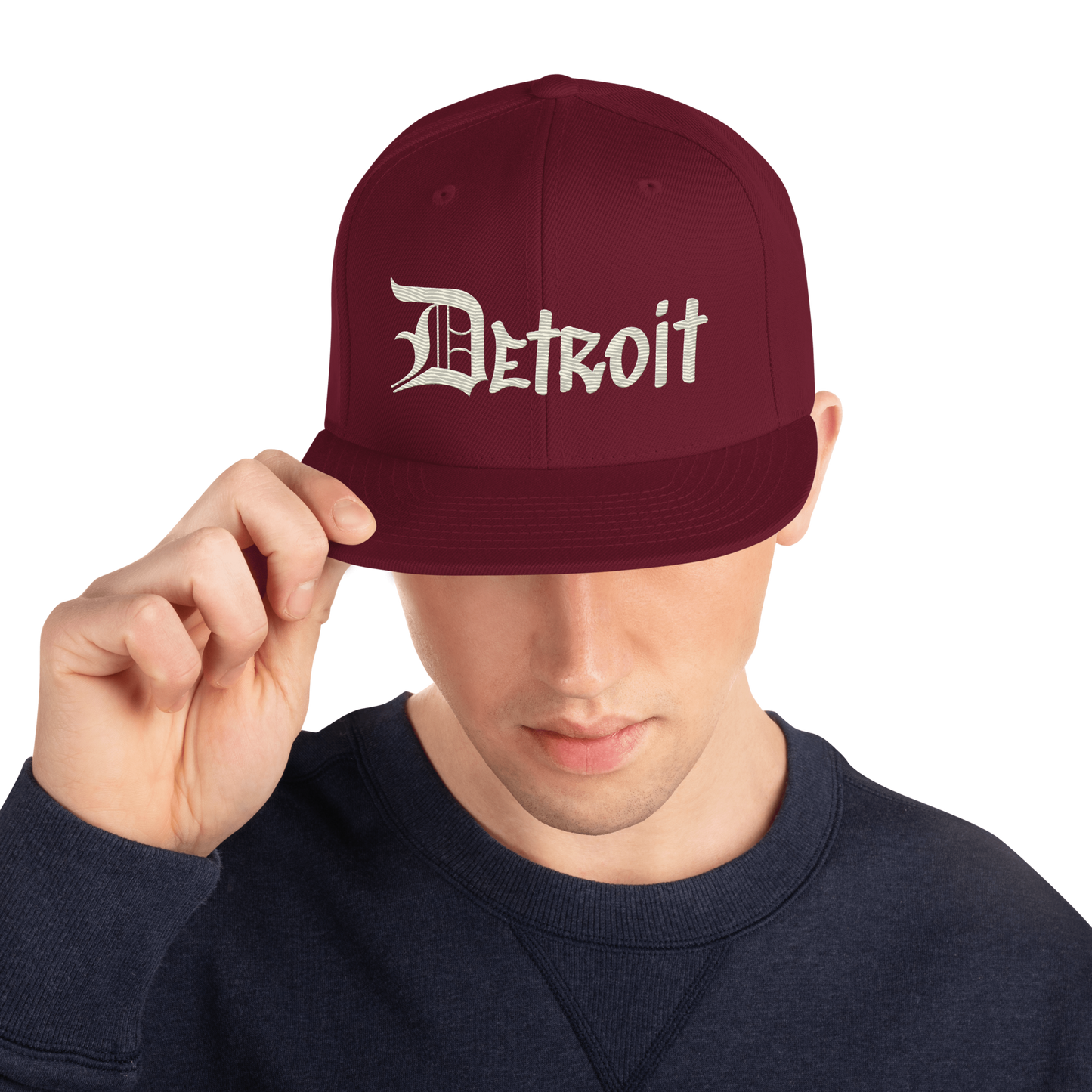 'Detroit' Vintage Snapback (OED Tag Font) | Ivory White