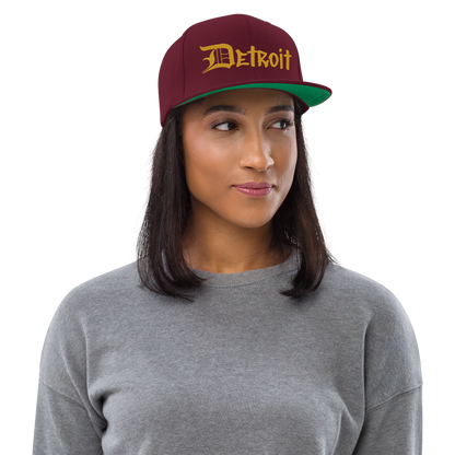 'Detroit' Vintage Snapback (OED Tag Font) | Gold