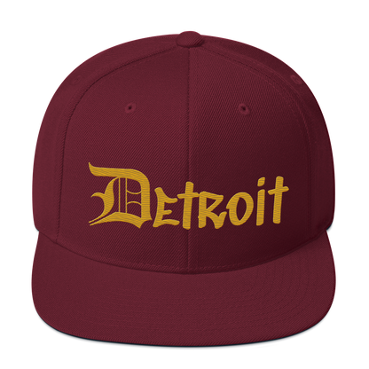 'Detroit' Vintage Snapback (OED Tag Font) | Gold