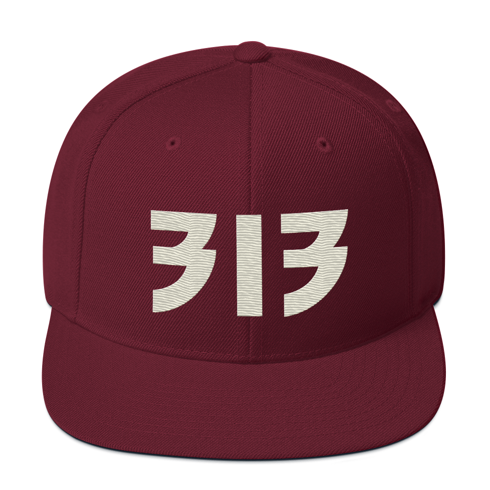 Detroit '313' Vintage Snapback (Glam Rock Font) | Ivory White