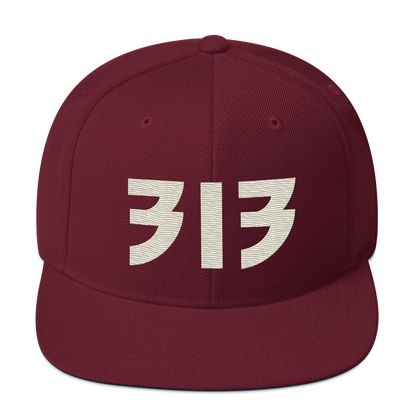 Detroit '313' Vintage Snapback (Glam Rock Font) | Ivory White