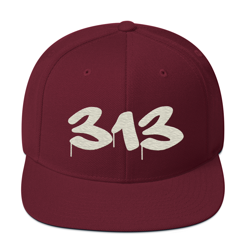 Detroit '313' Vintage Snapback (Tag Font) | Ivory White