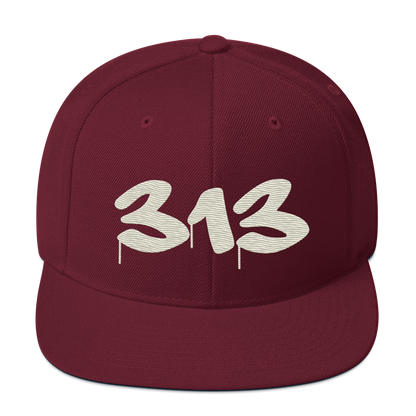 Detroit '313' Vintage Snapback (Tag Font) | Ivory White