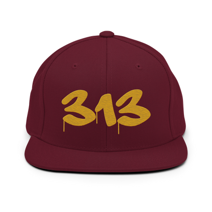 Detroit '313' Vintage Snapback (Tag Font) | Gold