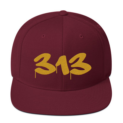 Detroit '313' Vintage Snapback (Tag Font) | Gold