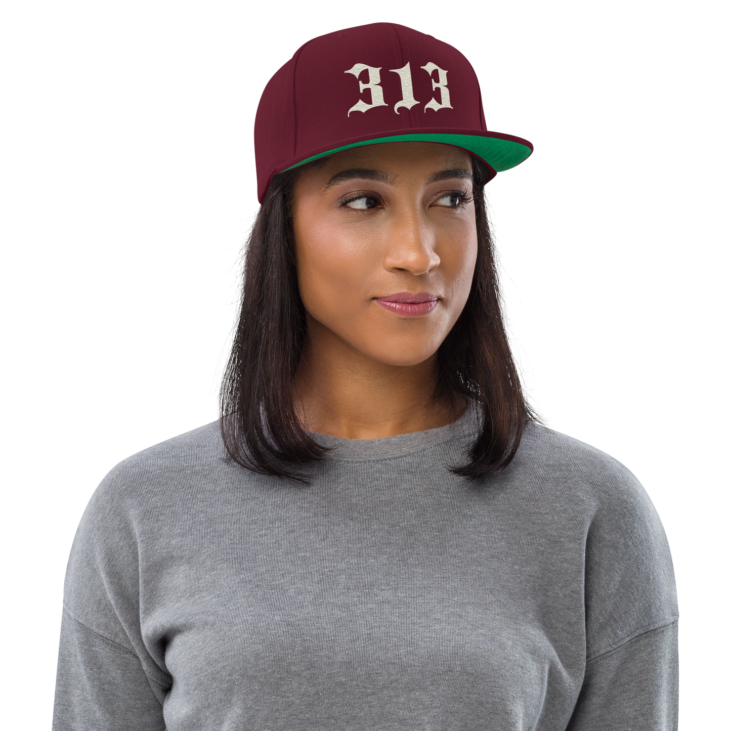 Detroit '313' Vintage Snapback (Old English Font) | Ivory White