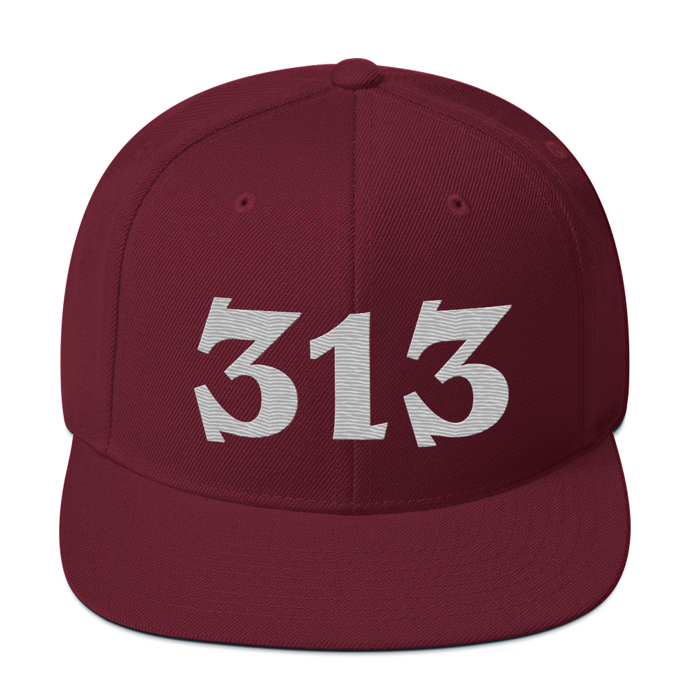 Detroit '313' Vintage Snapback (Angry Font) | Platinum