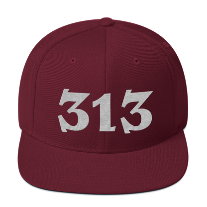 Detroit '313' Vintage Snapback (Angry Font) | Platinum