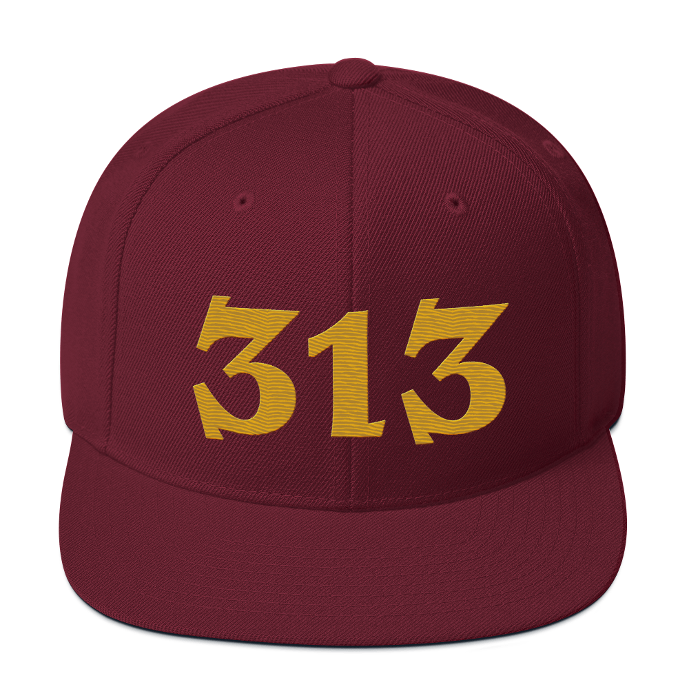 Detroit '313' Vintage Snapback (Angry Font) | Gold