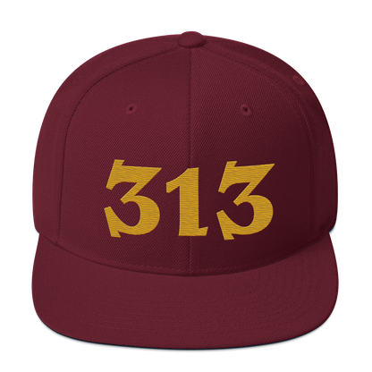 Detroit '313' Vintage Snapback (Angry Font) | Gold