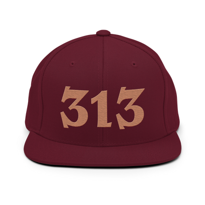 Detroit '313' Vintage Snapback (Angry Font) | Copper