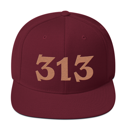 Detroit '313' Vintage Snapback (Angry Font) | Copper