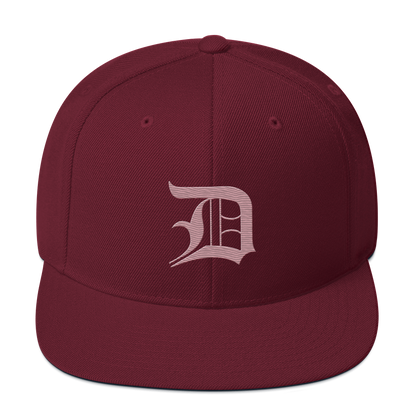 Detroit 'Old English D' Vintage Snapback (Cherry Blossom Pink)