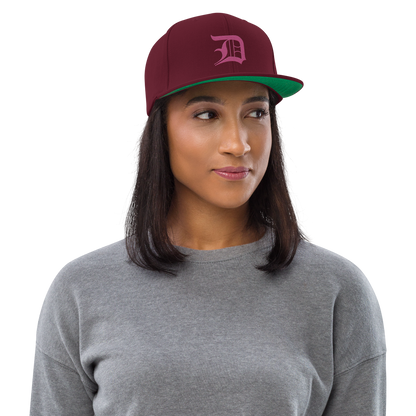 Detroit 'Old English D' Vintage Snapback (Apple Blossom Pink)