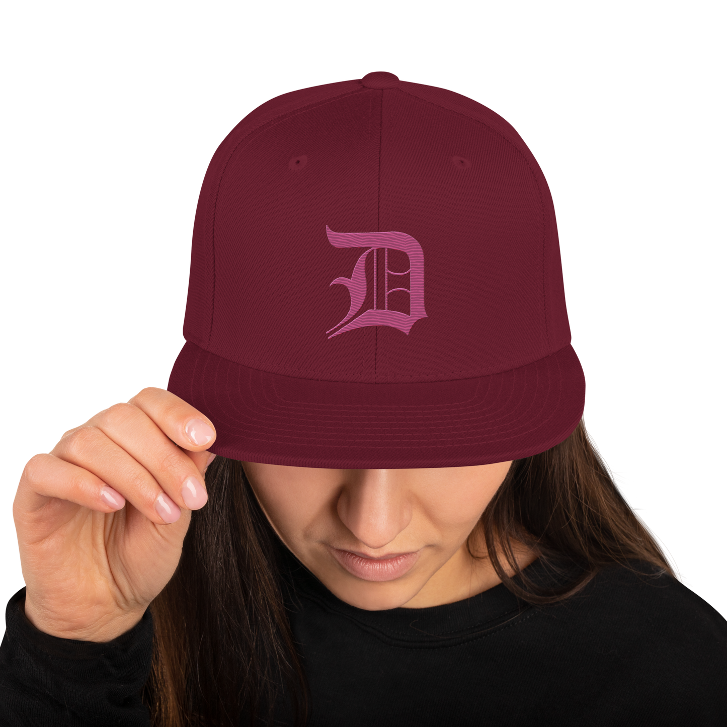 Detroit 'Old English D' Vintage Snapback (Apple Blossom Pink)