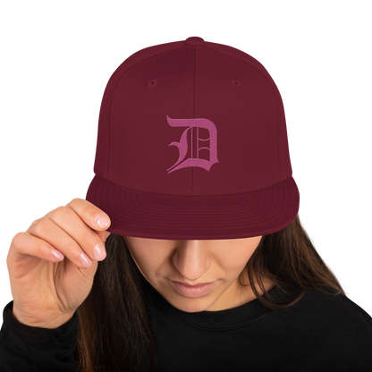 Detroit 'Old English D' Vintage Snapback (Apple Blossom Pink)