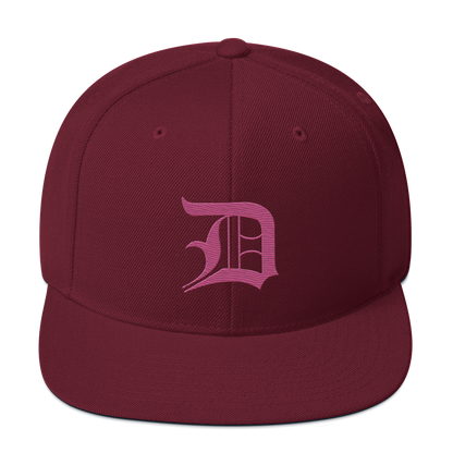 Detroit 'Old English D' Vintage Snapback (Apple Blossom Pink)