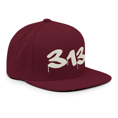 Detroit '313' Vintage Snapback (Tag Font) | Ivory White