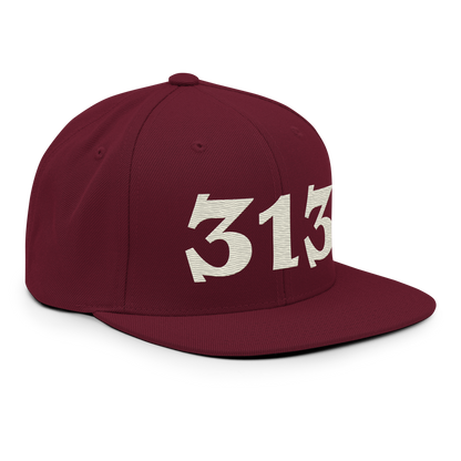 Detroit '313' Vintage Snapback (Angry Font) | Ivory White