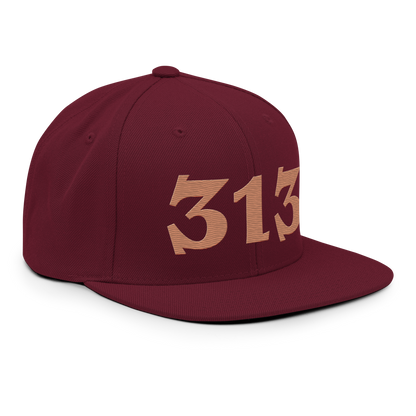 Detroit '313' Vintage Snapback (Angry Font) | Copper