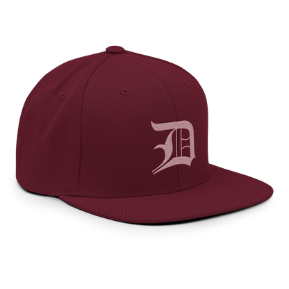 Detroit 'Old English D' Vintage Snapback (Cherry Blossom Pink)