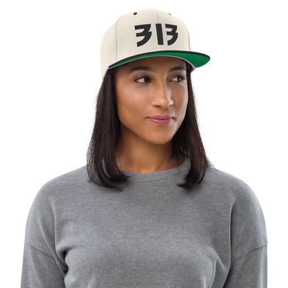 Detroit '313' Vintage Snapback (Glam Rock Font) | Black