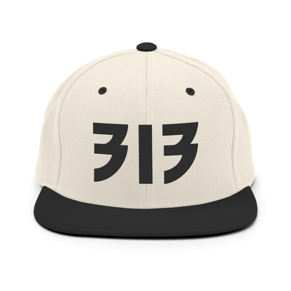 Detroit '313' Vintage Snapback (Glam Rock Font) | Black