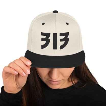 Detroit '313' Vintage Snapback (Glam Rock Font) | Black