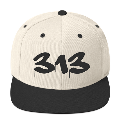 Detroit '313' Vintage Snapback (Tag Font) | Black