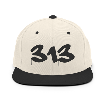 Detroit '313' Vintage Snapback (Tag Font) | Black