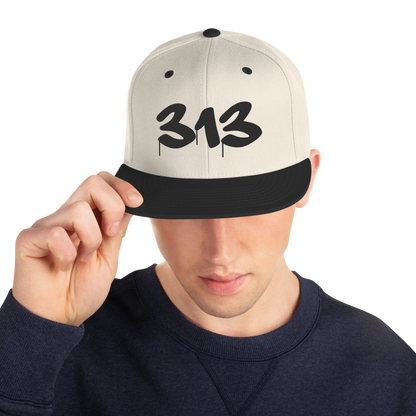 Detroit '313' Vintage Snapback (Tag Font) | Black