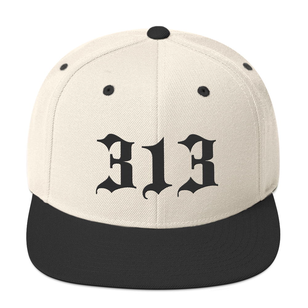 Detroit '313' Vintage Snapback (Old English Font) | Black