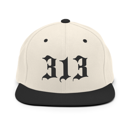 Detroit '313' Vintage Snapback (Old English Font) | Black