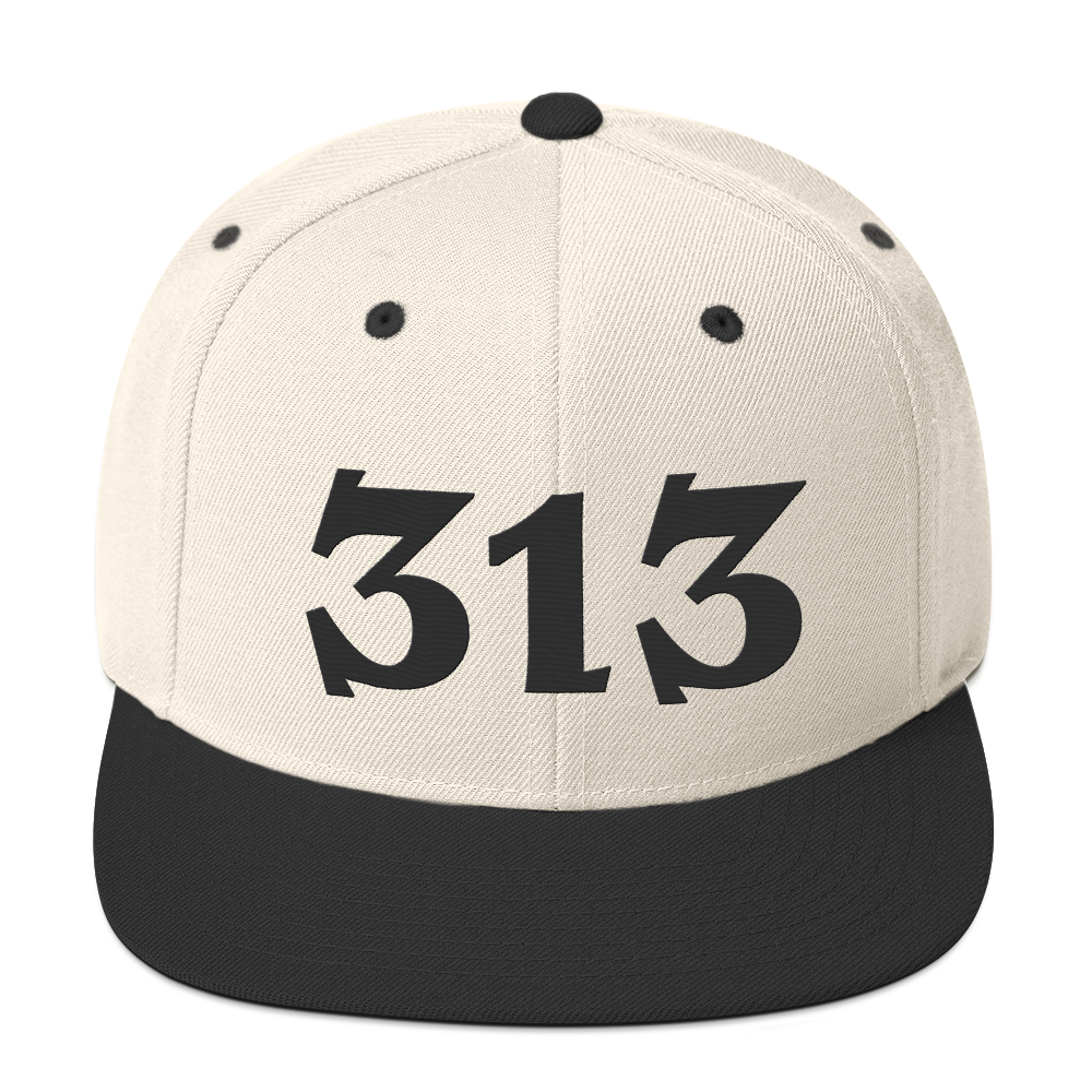 Detroit '313' Vintage Snapback (Angry Font) | Black