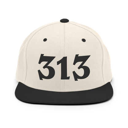 Detroit '313' Vintage Snapback (Angry Font) | Black