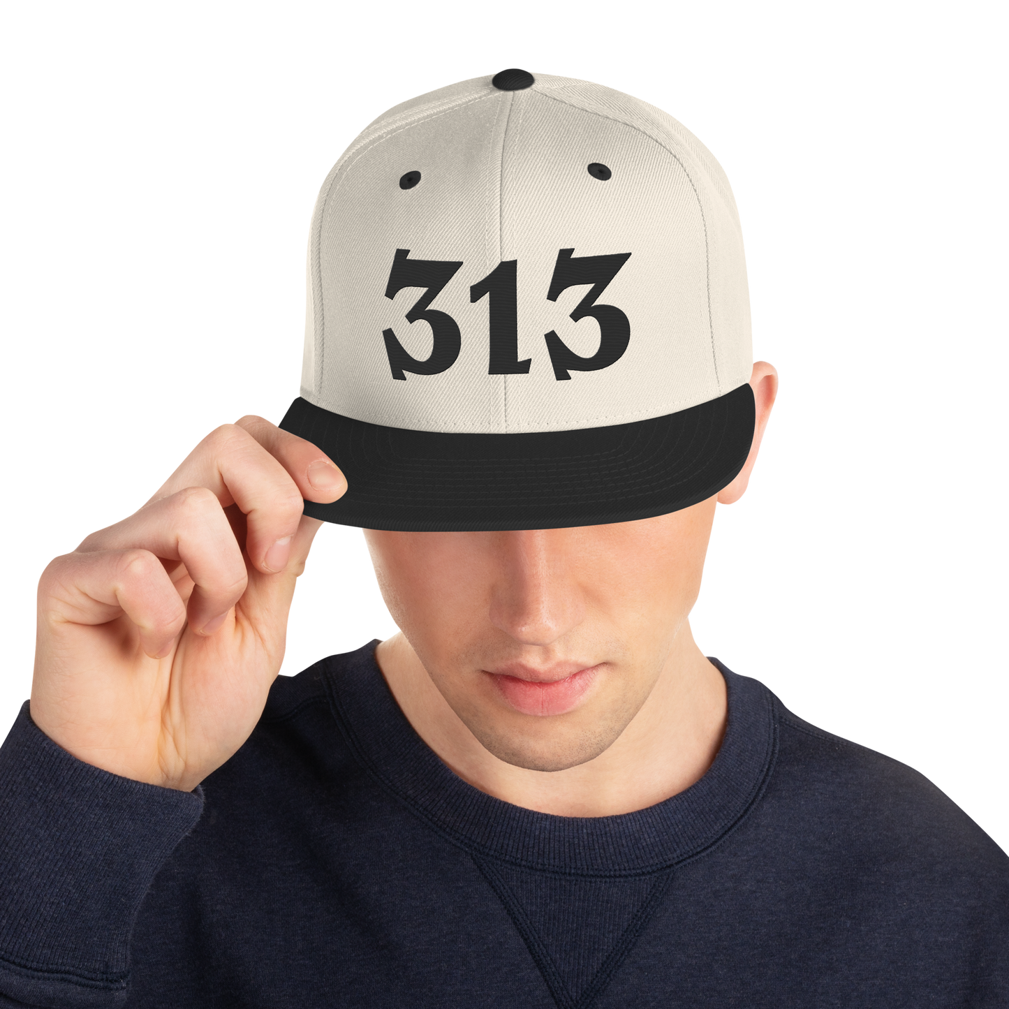 Detroit '313' Vintage Snapback (Angry Font) | Black