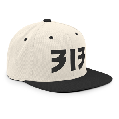 Detroit '313' Vintage Snapback (Glam Rock Font) | Black