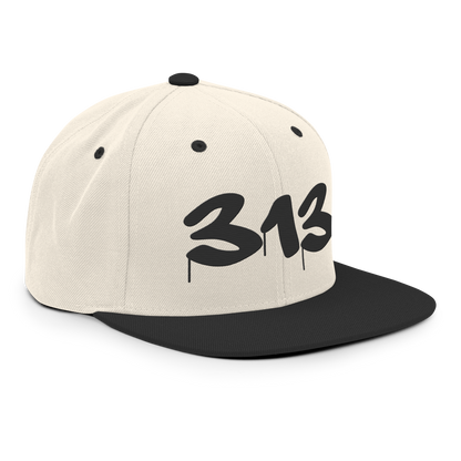 Detroit '313' Vintage Snapback (Tag Font) | Black