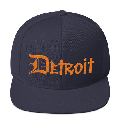 'Detroit' Vintage Snapback (OED Tag Font) | Orange