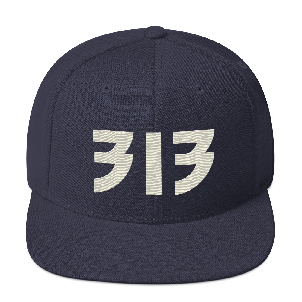 Detroit '313' Vintage Snapback (Glam Rock Font) | Ivory White