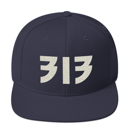 Detroit '313' Vintage Snapback (Glam Rock Font) | Ivory White