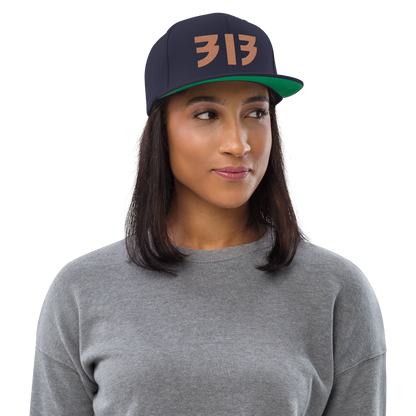 Detroit '313' Vintage Snapback (Glam Rock Font) | Copper