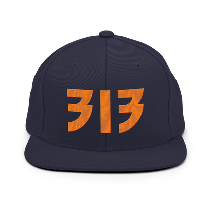 Detroit '313' Vintage Snapback (Glam Rock Font) | Orange