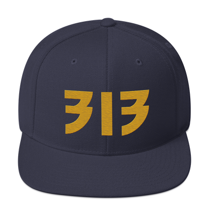 Detroit '313' Vintage Snapback (Glam Rock Font) | Gold