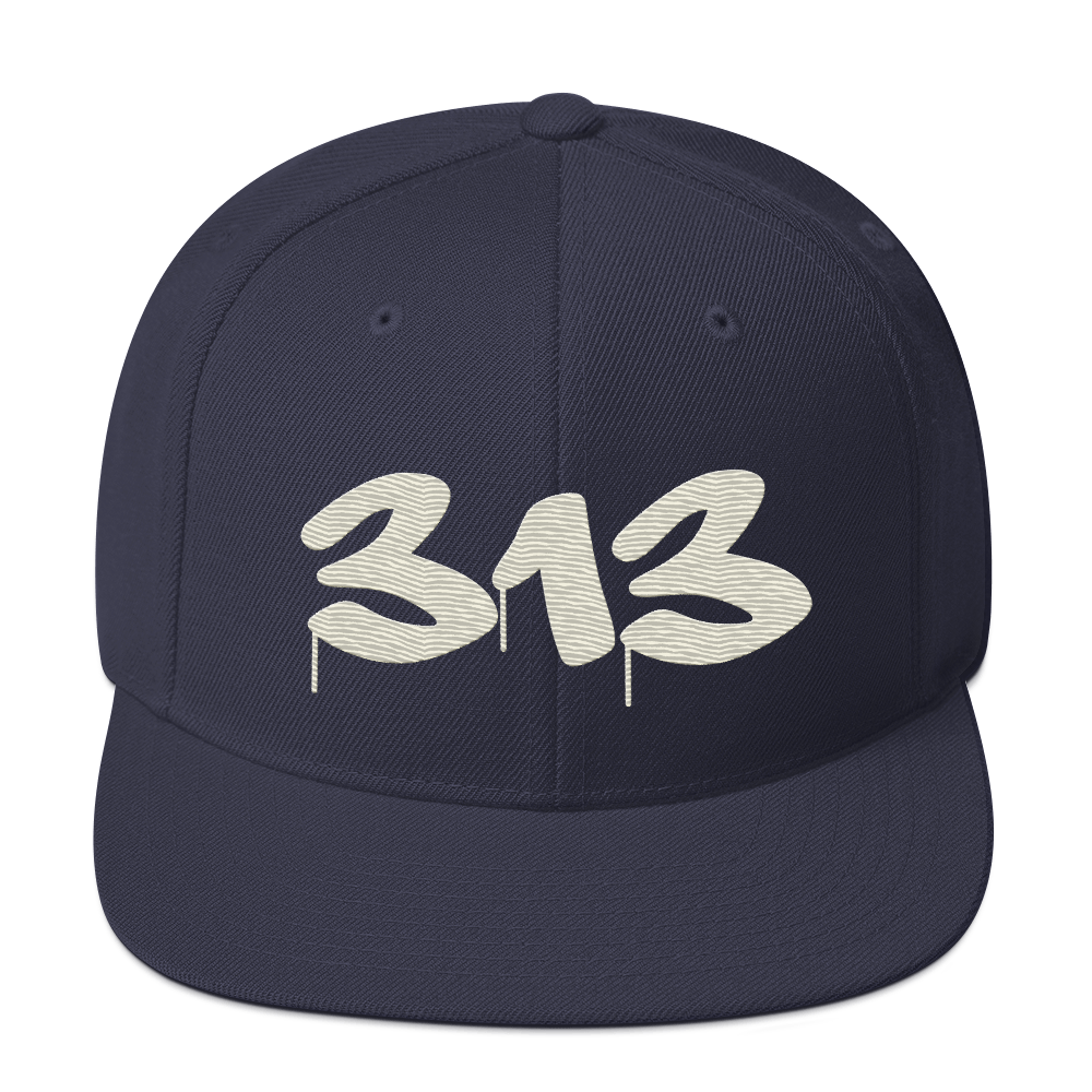 Detroit '313' Vintage Snapback (Tag Font) | Ivory White