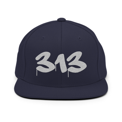 Detroit '313' Vintage Snapback (Tag Font) | Platinum