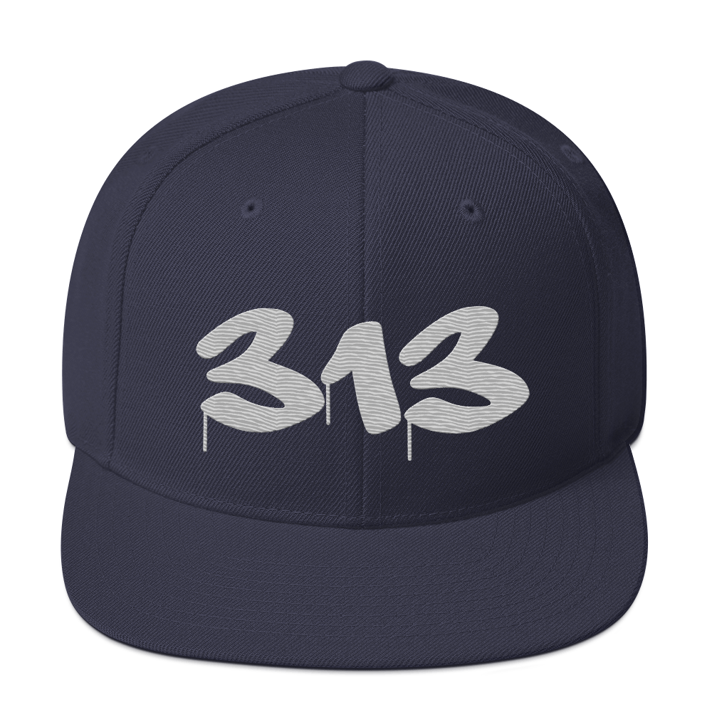 Detroit '313' Vintage Snapback (Tag Font) | Platinum