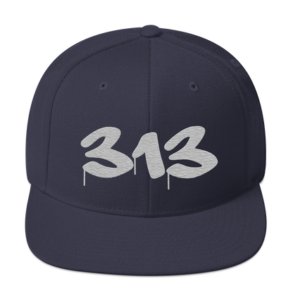 Detroit '313' Vintage Snapback (Tag Font) | Platinum