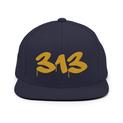 Detroit '313' Vintage Snapback (Tag Font) | Gold